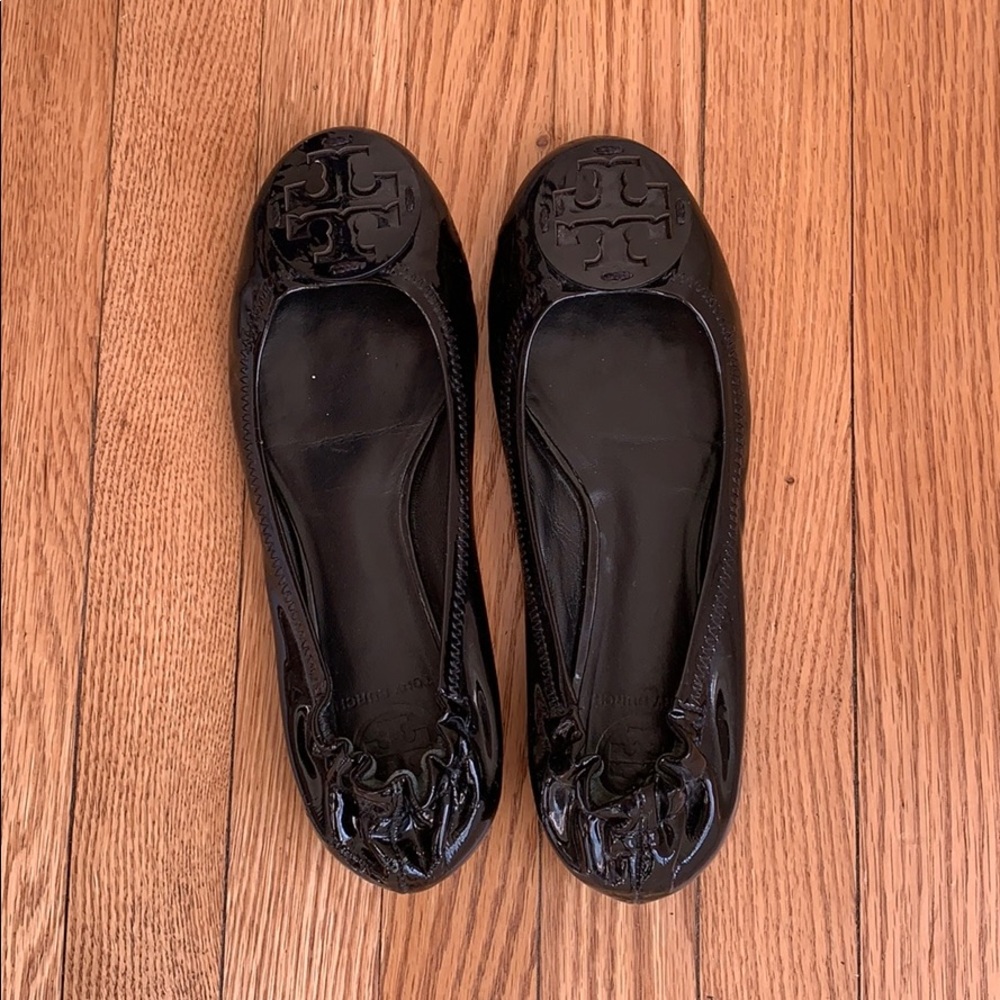 Tory Burch Patent Leather Black Reva Flats, 6 1/2!